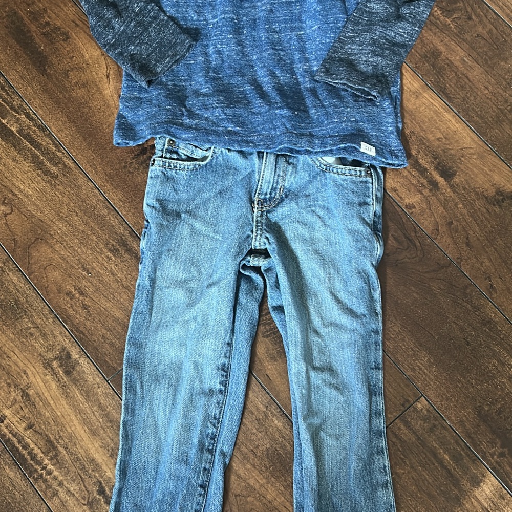 Blue Long Sleeve Top and Jeans Set